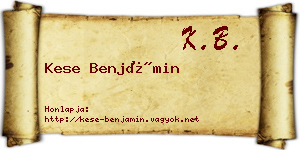Kese Benjámin névjegykártya